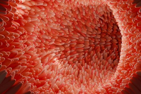 3D illustration of intestinal microvilli. science education concept
