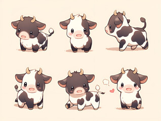 set of cute cow | generative AI