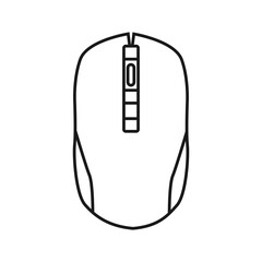 Computer mouse in outline style isolated on white background. Personal computer symbol stock vector illustration.
