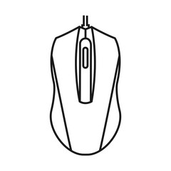 Computer mouse in outline style isolated on white background. Personal computer symbol stock vector illustration.
