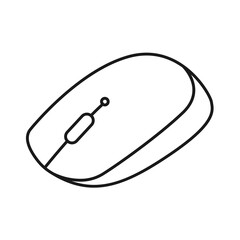 Computer mouse in outline style isolated on white background. Personal computer symbol stock vector illustration.
