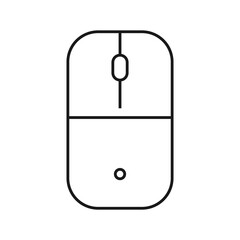 Computer mouse in outline style isolated on white background. Personal computer symbol stock vector illustration.
