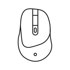 Computer mouse in outline style isolated on white background. Personal computer symbol stock vector illustration.
