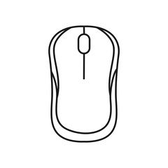 Computer mouse  line drawing on white isolated background. Vector illustration design

