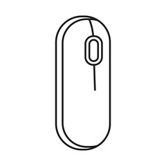 Computer mouse in outline style isolated on white background. Personal computer symbol stock vector illustration.

