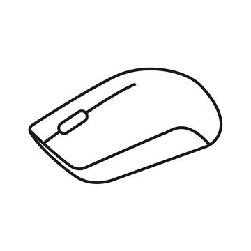 Computer mouse  line drawing on white isolated background. Vector illustration design

