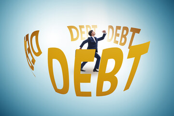 Debt and loan concept with businessman