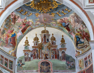 Fototapeta na wymiar City of Mariazell with famous Mariazell Basilica, Styria, Austria