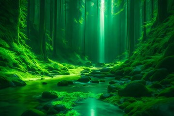 El fondo verde iluminado es una imagen abstracta de la naturaleza