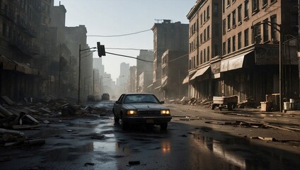 Obraz premium A dystopian portrayal of New York. Generative AI
