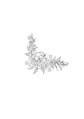 isolated, Doodle floral in black and white. A page for coloring books, and interesting and relaxing art for children and adults.