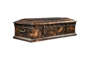 old wooden box, coffin isolated on transparent and white background