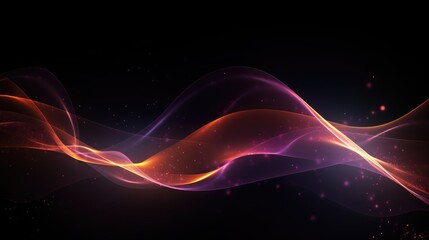 Abstract glowing lines and light particles on a dark background
