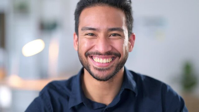 Marketing manager, business director and brand strategist feeling motivated and ambitious for success. Portrait of a happy entrepreneur smiling and laughing in office. Face of a confident executive
