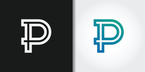 strip letter p logo set