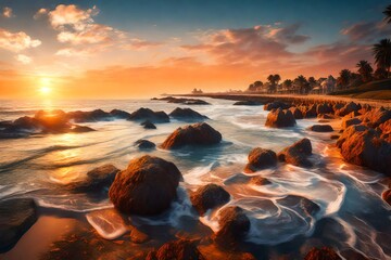 Fototapeta na wymiar seaside during sunrise or sunset
