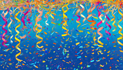 Fototapeta na wymiar Celebration,party backgrounds concepts ideas with colorful confetti,streamers on blue