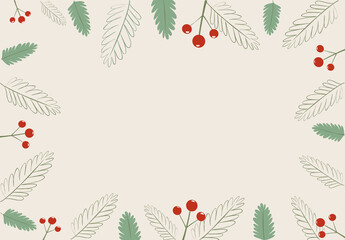 Christmas background with floral leaves design for card