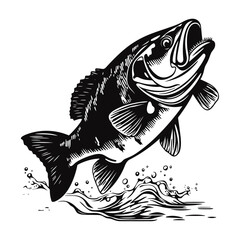 Trout fish vector illustration silhouette laser cutting black and white shape