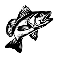 Fototapeta premium Trout fish vector illustration silhouette laser cutting black and white shape