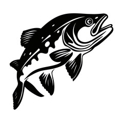 Trout fish vector illustration silhouette laser cutting black and white shape