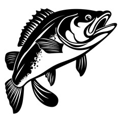Trout fish vector illustration silhouette laser cutting black and white shape