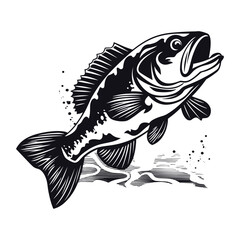 Trout fish vector illustration silhouette laser cutting black and white shape