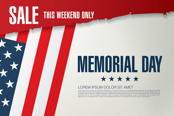 Memorial day sale banner template design - obrazy, fototapety, plakaty