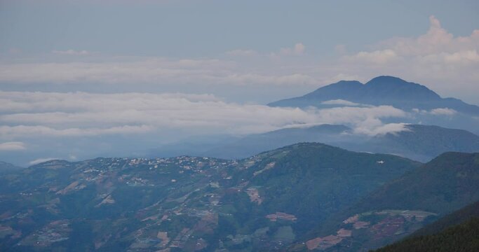 Sunrise over the Cingjing Farm in Renai Township of Nantou County in Taiwan