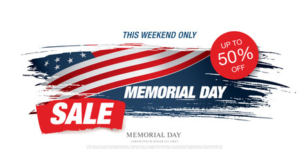 Memorial day sale banner template design