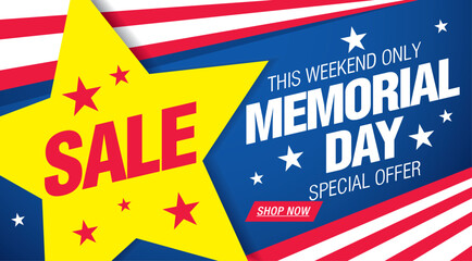 Memorial day sale banner template design