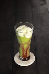 chocolate avocado juice with vanilla ice cream
