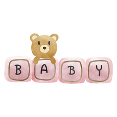 Baby bear characters on white background 