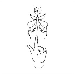 vector illustration of hand and butterfly concept