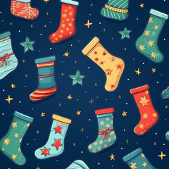 christmas socks seamless pattern