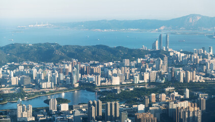 Obraz premium Aerial view of island city scape