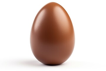 A solitary chocolate egg on a white background