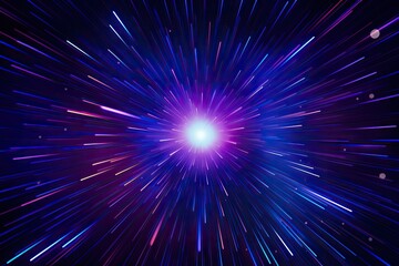 Fototapeta premium This background design features abstract radial lines in purple and blue colors, resembling data flowing through optical fiber.