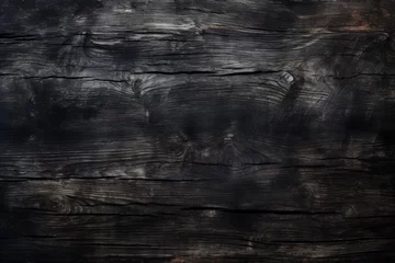 Rolgordijnen Charred wooden texture on a dark grungy background © The Big L