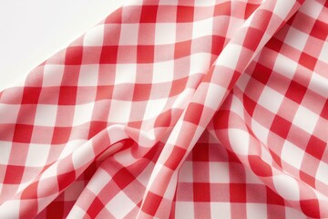 Checkered tablecloth on white background with space for text