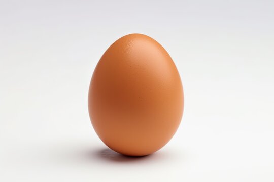 Brown chicken egg alone on white background
