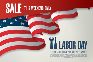 Labor day sale banner layout design - obrazy, fototapety, plakaty