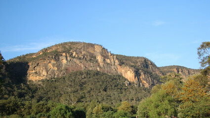 Fototapeta na wymiar Sandstone Cliffs of the Capertee Valley near Glen Davis New South Wales Australia in the late afternoon