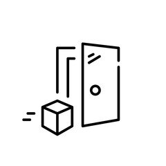 Door to door delivery service. Store online order shipment. Pixel perfect, editable stroke icon