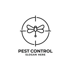 Dragonfly pest control logo design vector illustration. Pest control logo