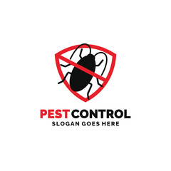 Cockroach pest control logo design vector illustration. Pest control logo