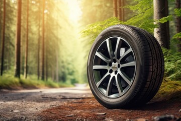 Switch car tires for summer to winter. Sell off banner or mechanic background. - obrazy, fototapety, plakaty