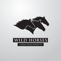 Silhouette of racing horse. Equestrian sport