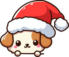 Cute Christmas Peeking Dog