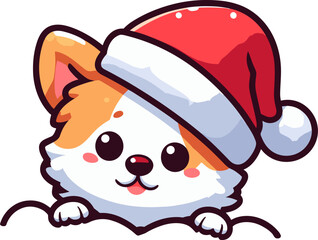 Cute Christmas Peeking Dog